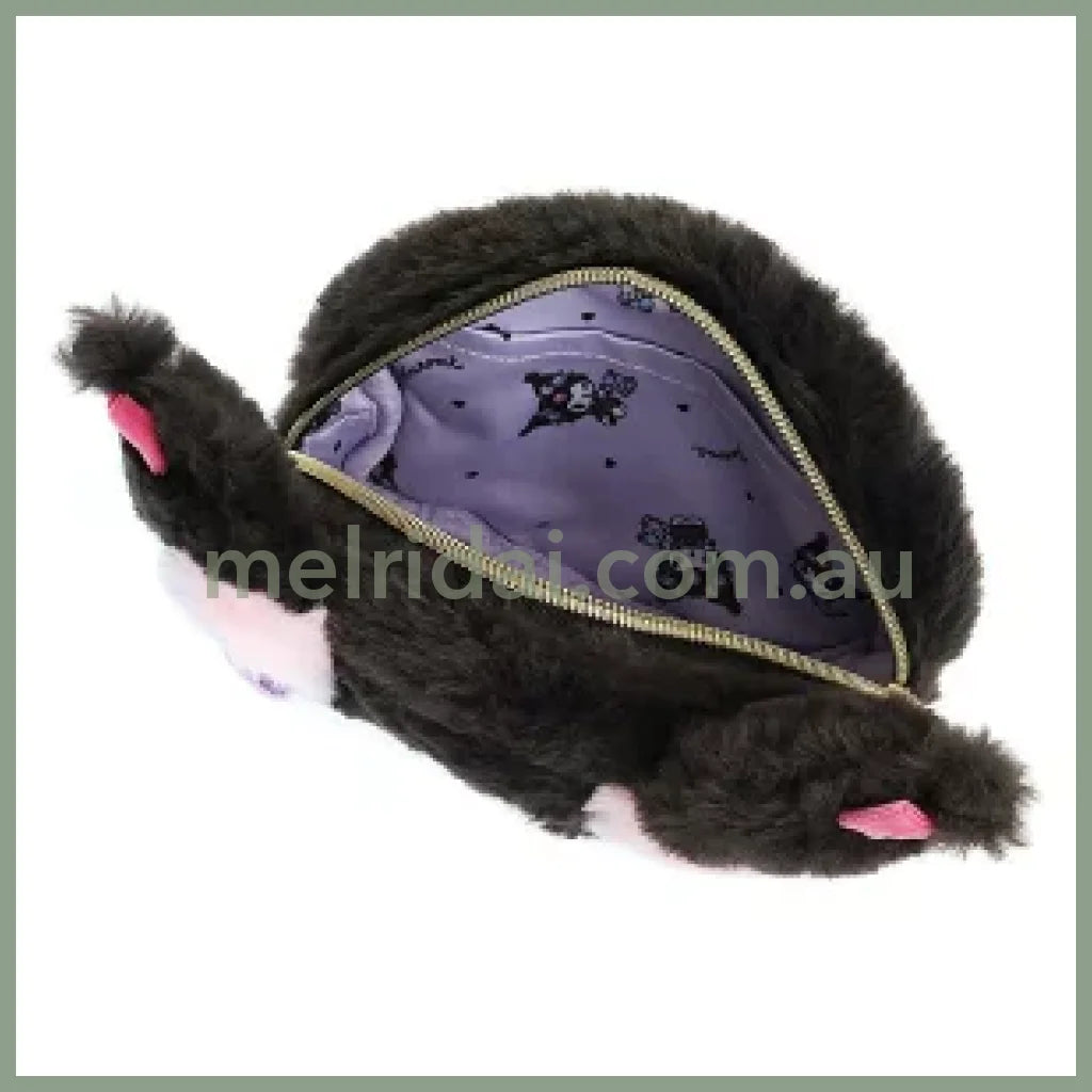 Sanrio | Kuromi Fluffy Face-Shaped Pouch 22×6×13Cm (Romantic Room)