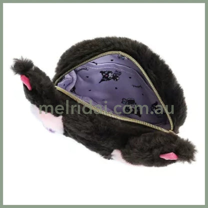 Sanrio | Kuromi Fluffy Face-Shaped Pouch 22×6×13Cm (Romantic Room)