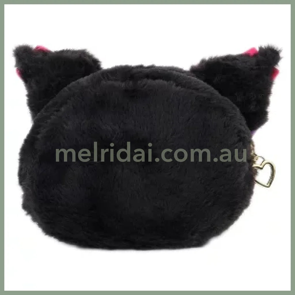 Sanrio | Kuromi Fluffy Face-Shaped Pouch 22×6×13Cm (Romantic Room)