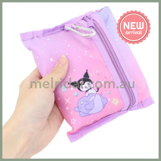 SANRIO | Kuromi Foldable Tote Bag With Pouch Carabiner (Heart pounding Memories Heisei Retro)