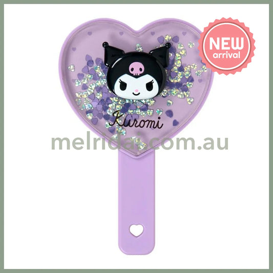 SANRIO | Kuromi Hand Mirror 100×15×155mm (Sparkling Sequins Heart Shaped)
