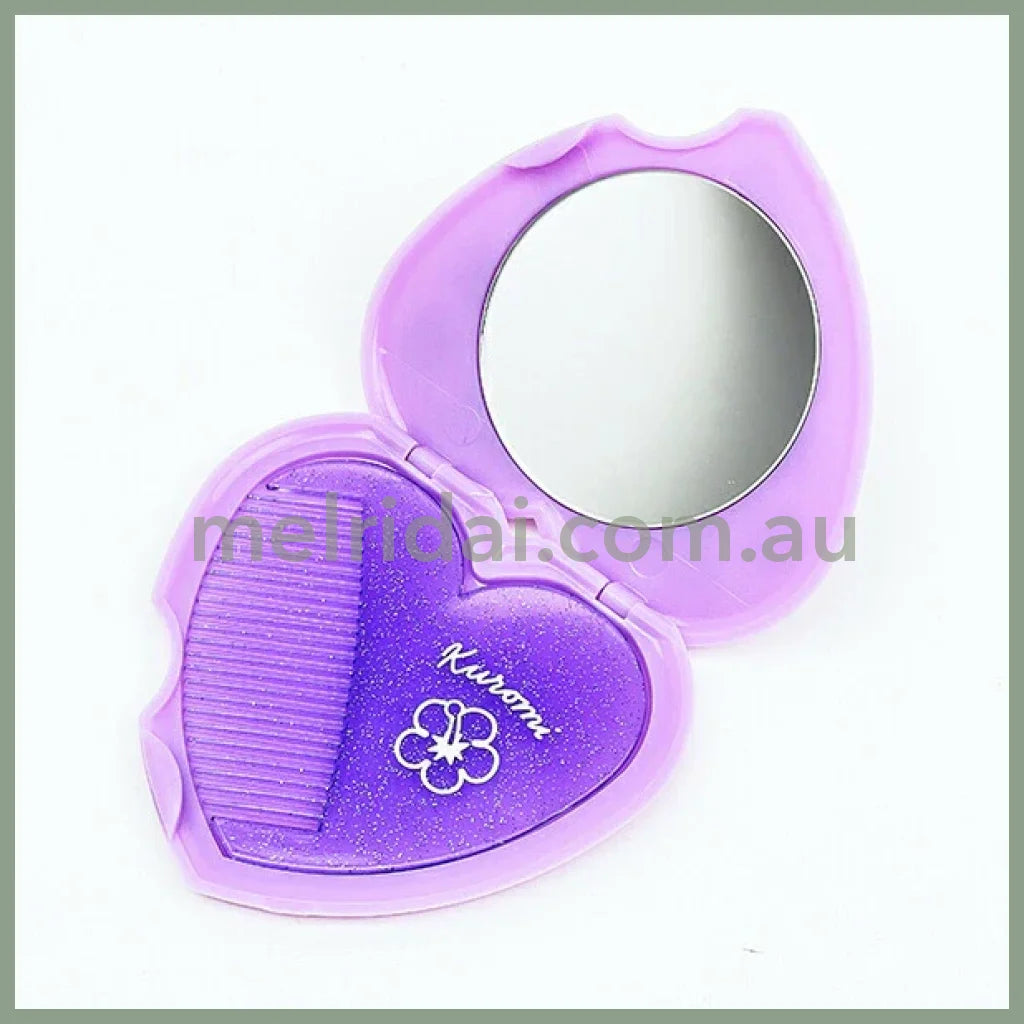 SANRIO | Kuromi Heart Shaped Mirror Comb 18x107x154mm (Y2K)