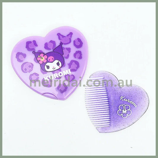 SANRIO | Kuromi Heart Shaped Mirror Comb 18x107x154mm (Y2K)