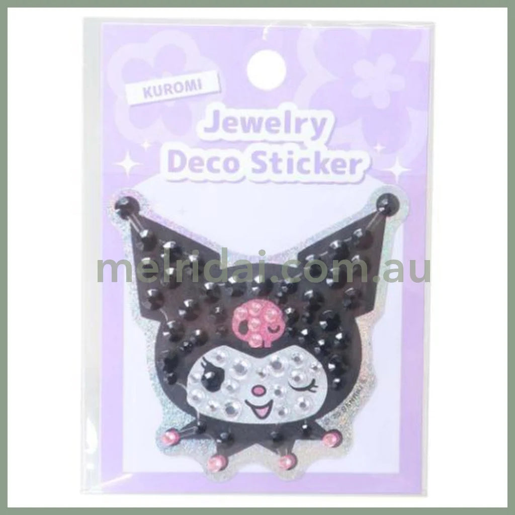 SANRIO | Kuromi Jewelry Deco Sticker 65×73×5mm (Gogo Gal Collection Glitter Face)