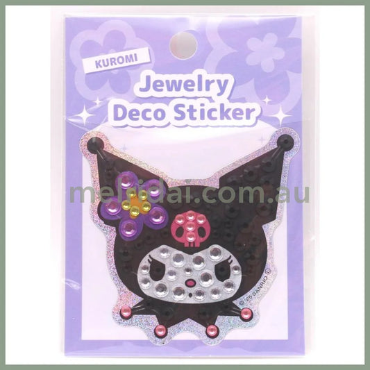 SANRIO | Kuromi Jewelry Deco Sticker 65×73×5mm (Gogo Gal Collection Glitter Face Y2K)