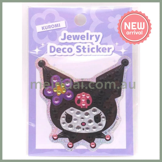 SANRIO | Kuromi Jewelry Deco Sticker 65×73×5mm (Gogo Gal Collection Glitter Face Y2K)