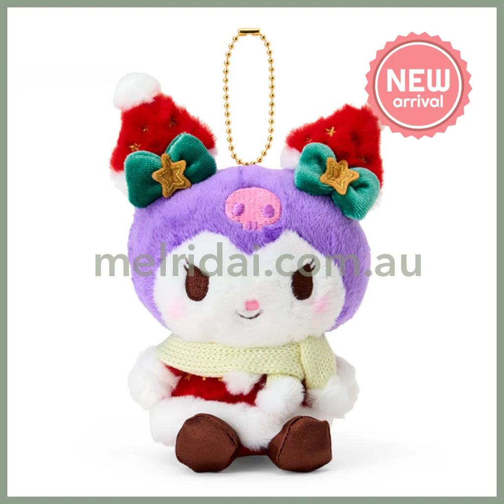 SANRIO | Kuromi Mascot Holder Bag Charm Plush Keychain 130×75×100mm (Christmas 2025)