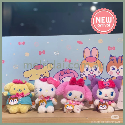 SANRIO | Kuromi Mascot Holder Bag Charm Plush Keychain 145×115×80mm (Retro Japanese Candy Kuppy Ramune)