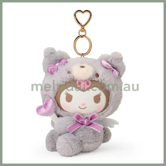 SANRIO | Kuromi Mascot Holder Plush Keychain Bag Charm 120×80×140mm (Fluffy Angel Bear)