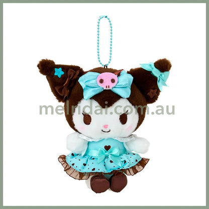 SANRIO | Kuromi Mascot Holder Plush Keychain Bag Charm 14.2 x 13.3 x 5.7cm (Choco Mint Series)