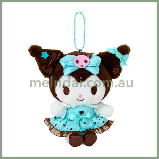 SANRIO | Kuromi Mascot Holder Plush Keychain Bag Charm 14.2 x 13.3 x 5.7cm (Choco Mint Series)