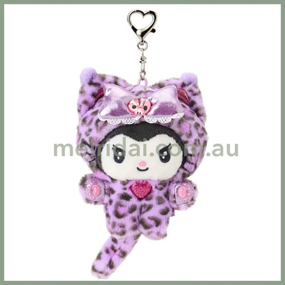 SANRIO | Kuromi Mascot Holder Plush Keychain Bag Charm 90×50×120mm (Leopard Gal Cat)