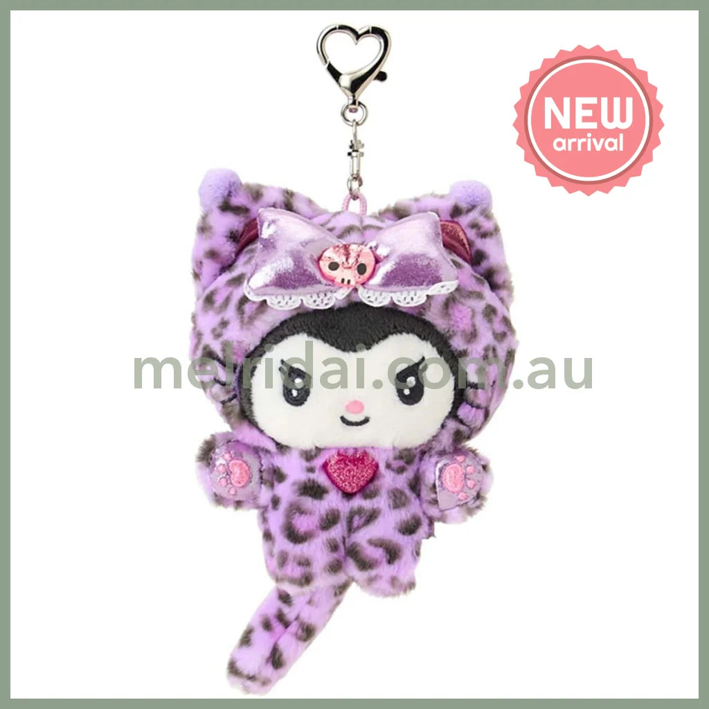 SANRIO | Kuromi Mascot Holder Plush Keychain Bag Charm 90×50×120mm (Leopard Gal Cat)