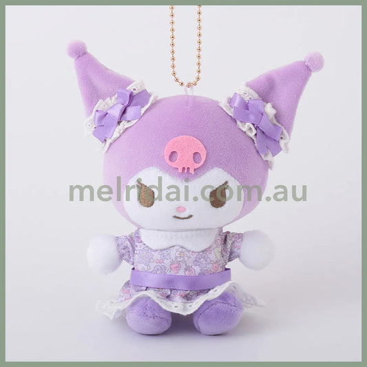 SANRIO | Kuromi Mascot Holder Plush Keychain Bag Charm Approx. 10cm (Textile Flower)