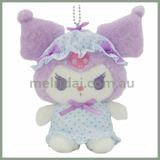 SANRIO | Kuromi Mascot Holder Plush Keychain Bag Charm H15×W13×D9.5cm (Nightcap Ribbon)