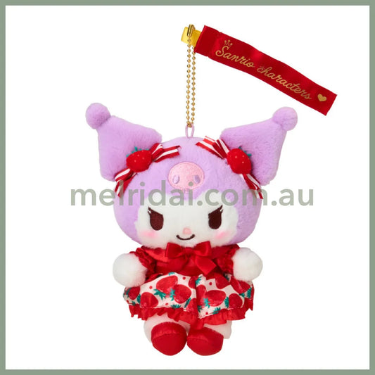 SANRIO | Kuromi Mascot Holder Plush Keychain W11×D7×H15.5cm (Strawberry News 50th Anniversary)