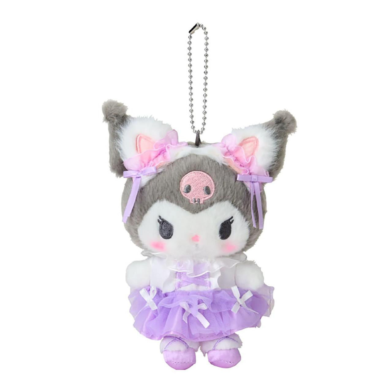 【Limite 1/customer】SANRIO | Kuromi Mascot Holder Plush Keychain 15.4 x 12.2 x 6.8cm (White Cat Ballerina)