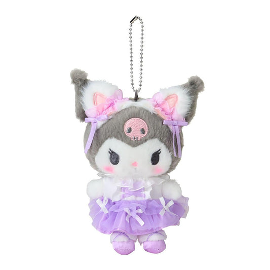 【Limite 1/customer】SANRIO | Kuromi Mascot Holder Plush Keychain 15.4 x 12.2 x 6.8cm (White Cat Ballerina)