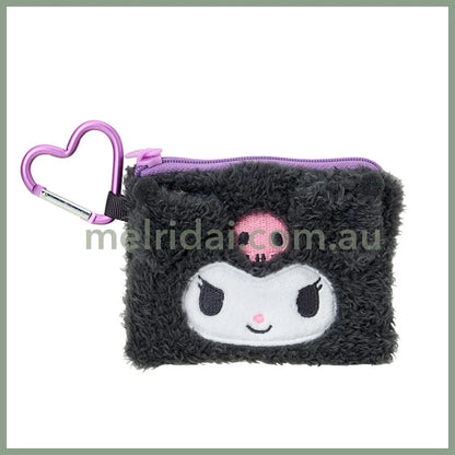 SANRIO | Kuromi Mascot Mini Pouch with Carabiner 110×15×85mm (Fluffy Face)