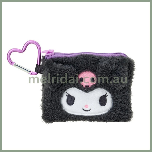 SANRIO | Kuromi Mascot Mini Pouch with Carabiner 110×15×85mm (Fluffy Face)