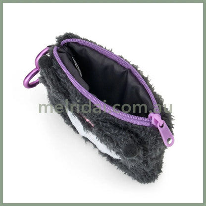 SANRIO | Kuromi Mascot Mini Pouch with Carabiner 110×15×85mm (Fluffy Face)