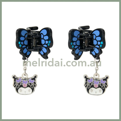 SANRIO | Kuromi Mini Hair Clip Set with Swaying Charm 30×25×25mm (Butterfly)