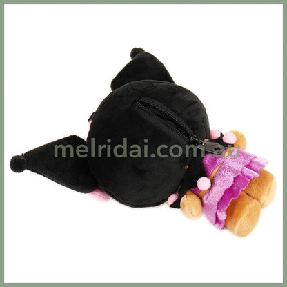 SANRIO | Kuromi Mini Plush Pouch with Carabiner Keychain Bag Charm 150mm Approx. (Tan Swimsuit Party)