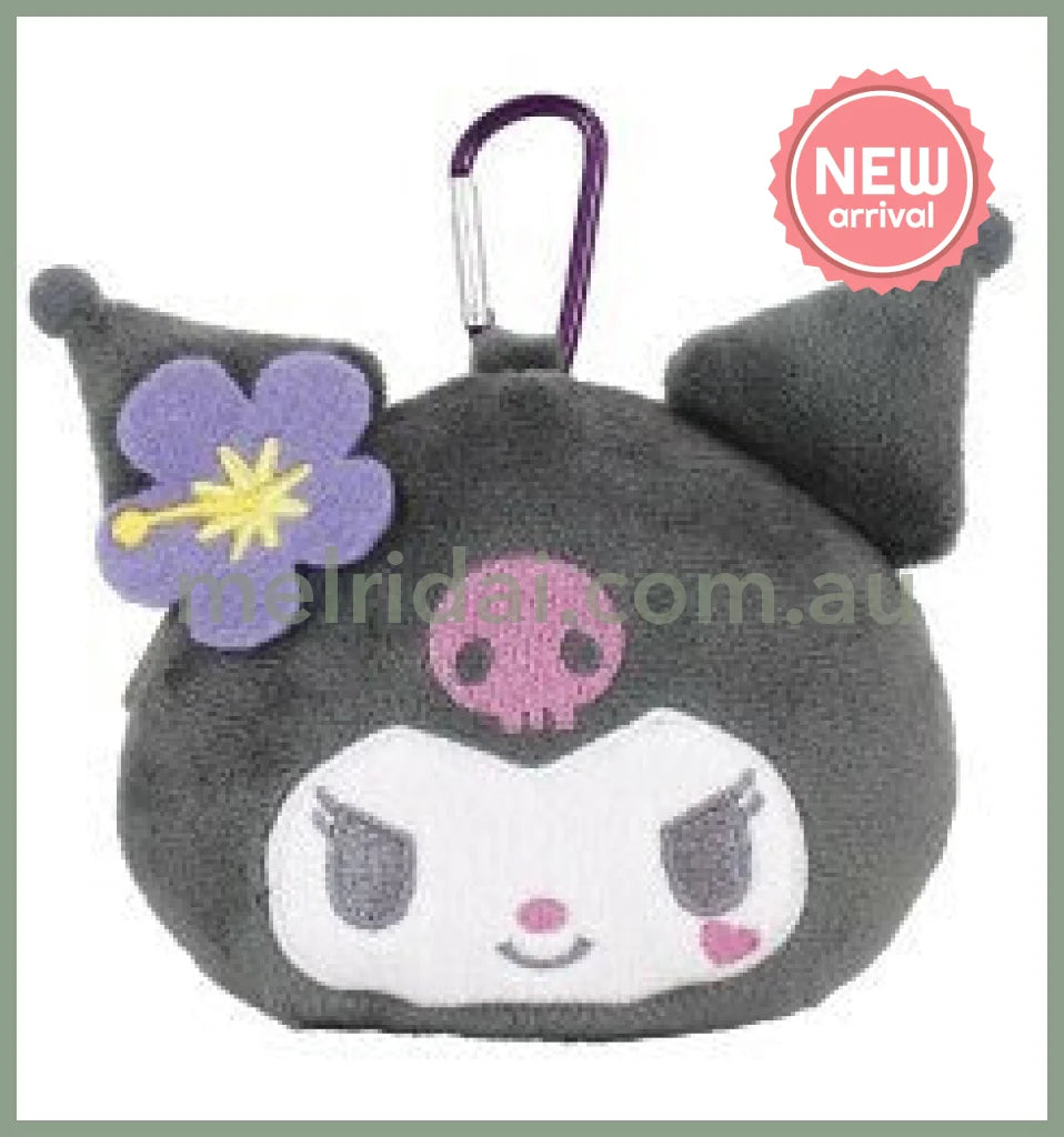SANRIO | Kuromi Mini Pouch with Carabiner Bag Charm Plush keychain 185x120x55mm (Y2K)