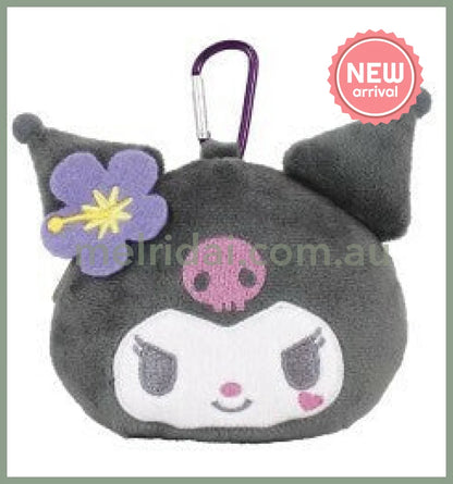 SANRIO | Kuromi Mini Pouch with Carabiner Bag Charm Plush keychain 185x120x55mm (Y2K)