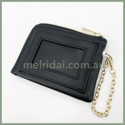 SANRIO | Kuromi Pass Holder Zipper Pouch with Reel W125×H80×D15mm (Monotone)