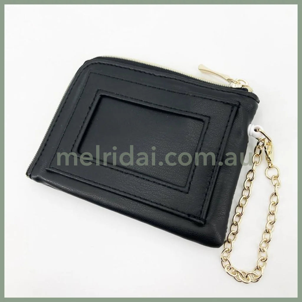 SANRIO | Kuromi Pass Holder Zipper Pouch with Reel W125×H80×D15mm (Monotone)