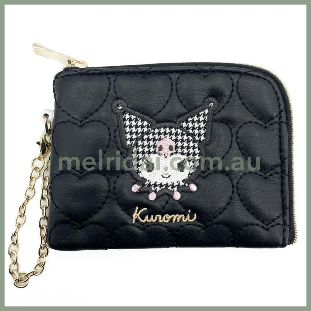 SANRIO | Kuromi Pass Holder Zipper Pouch with Reel W125×H80×D15mm (Monotone)