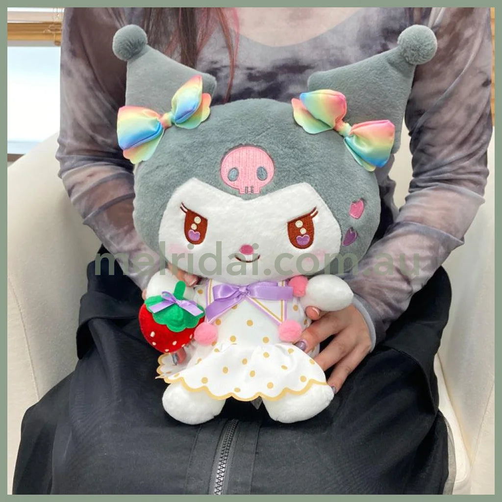 SANRIO | Kuromi Plush Toy Plush Doll M H28×W22×D16cm (50th Anniversary Strawberry/Ichigo Newspaper)
