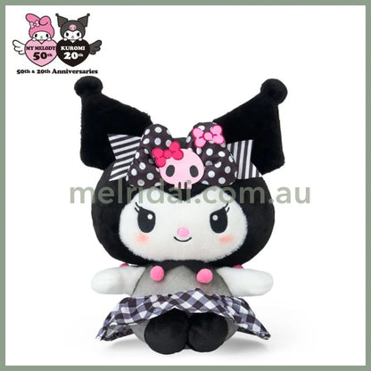 SANRIO | Kuromi Plush Toy M W21 x H35 x D17 cm (My Melody 50th Anniversary & Kuromi 20th Anniversary/Black Pink Party)