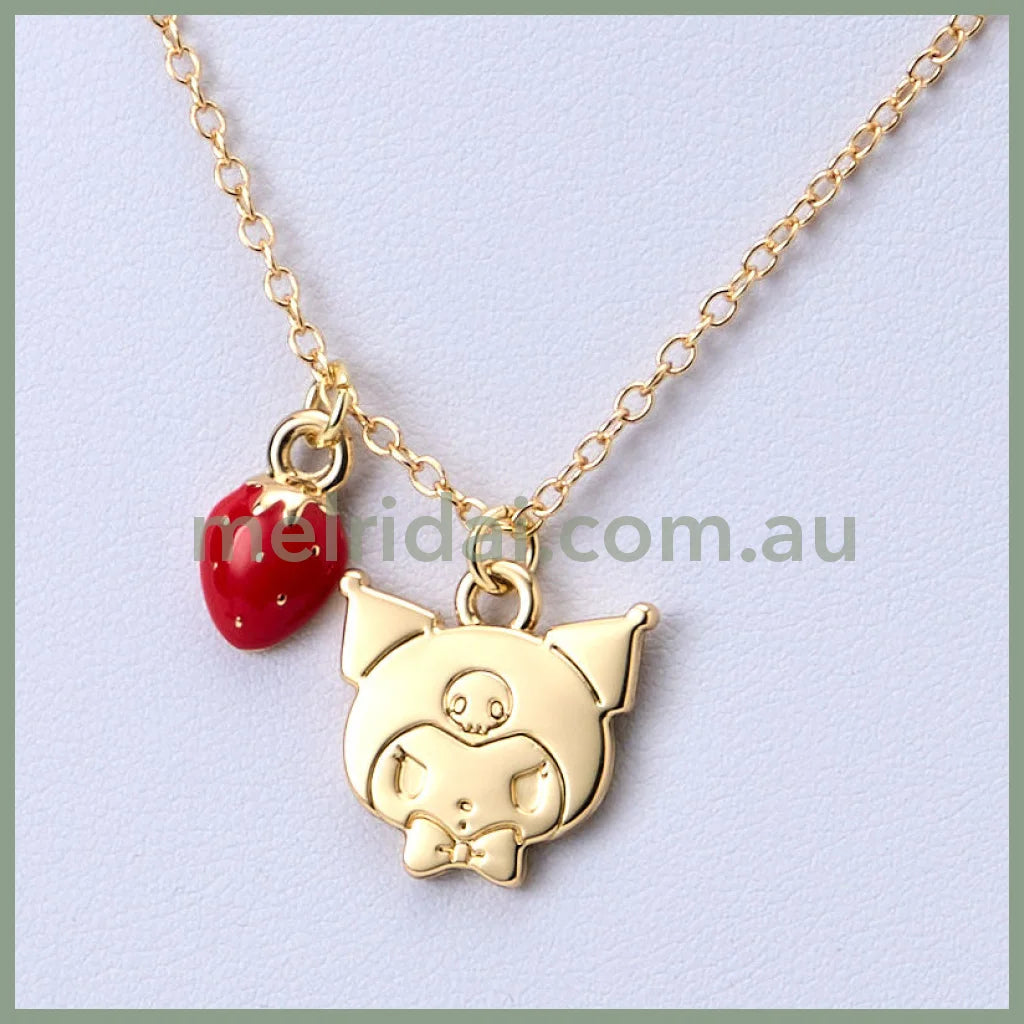 Sanrio | Kuromi Plush Toy W22×D10×H17Cm & Necklace 46Cm Gift Set (Shortcake)