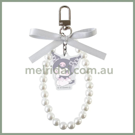 SANRIO | Kuromi Ribbon Pearl Keychain Phone Strap 9 x 82 x 157mm (Ballet Core)