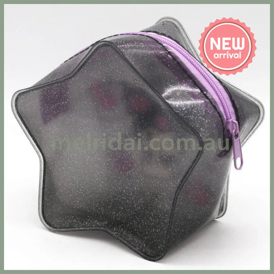 SANRIO | Kuromi Star Shaped Clear Pouch with Zipper 115×120×65mm