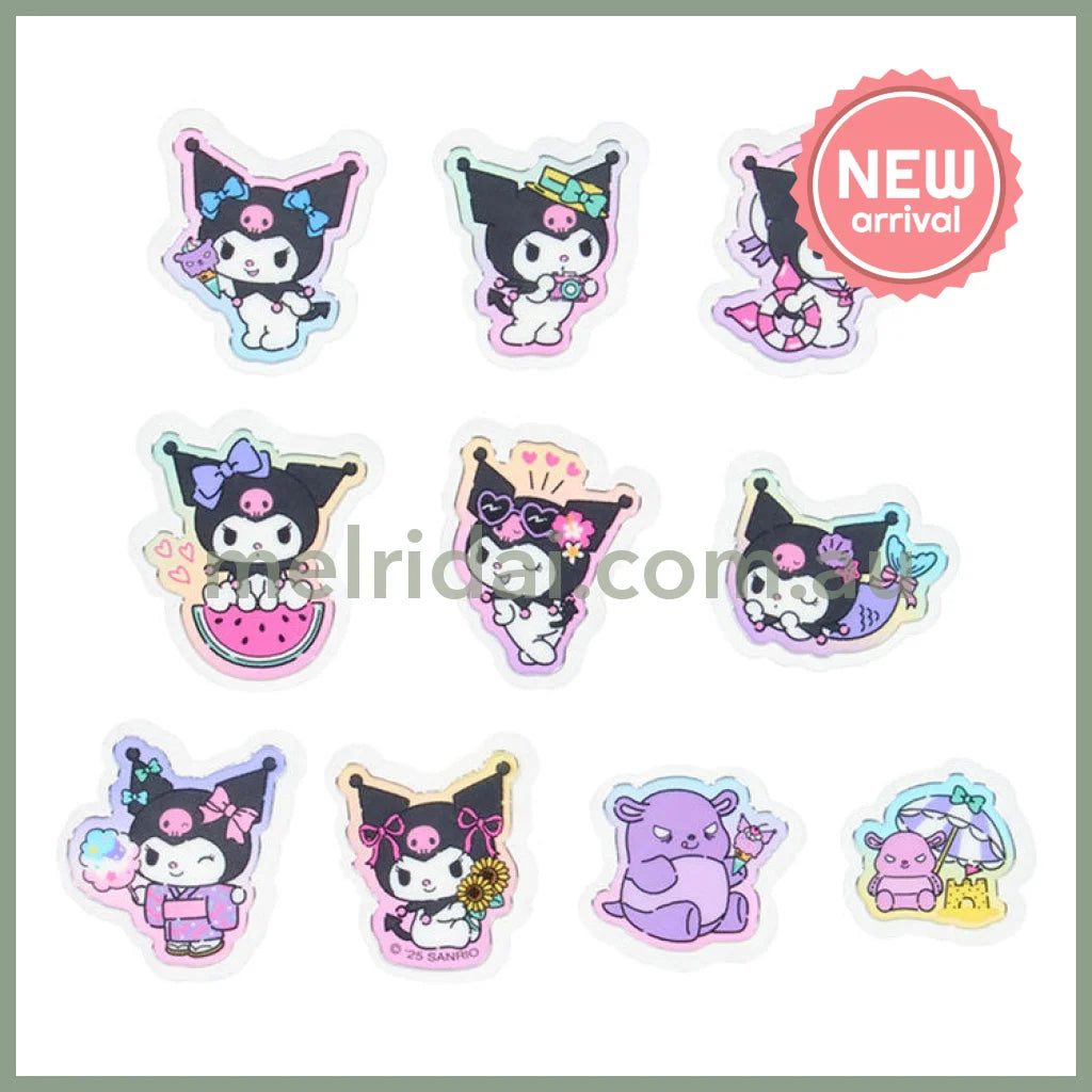 SANRIO | Kuromi Summer Stickers with Zipper Case 12.4 x 8.9 x 1cm (Cream Soda)