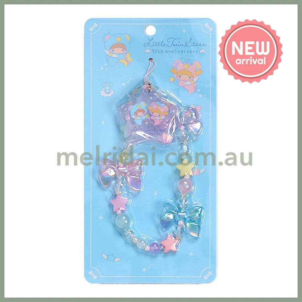 SANRIO | Little Twin Stars Beaded Hand Strap Phone Charm 80×12×125mm (Starry Sky Angel 50th Anniversary)