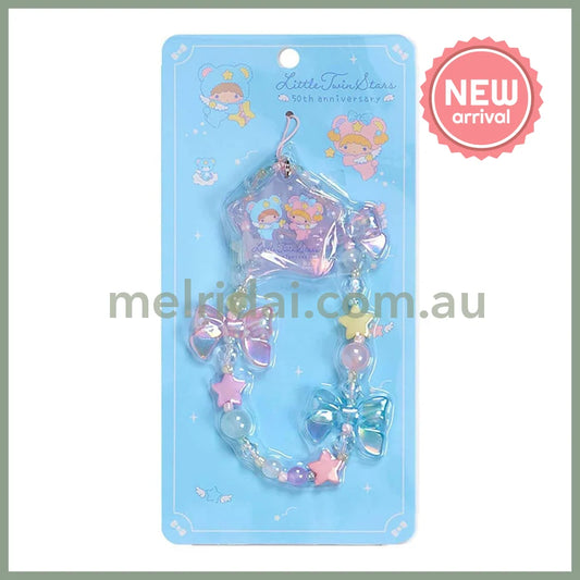 SANRIO | Little Twin Stars Beaded Hand Strap Phone Charm 80×12×125mm (Starry Sky Angel 50th Anniversary)