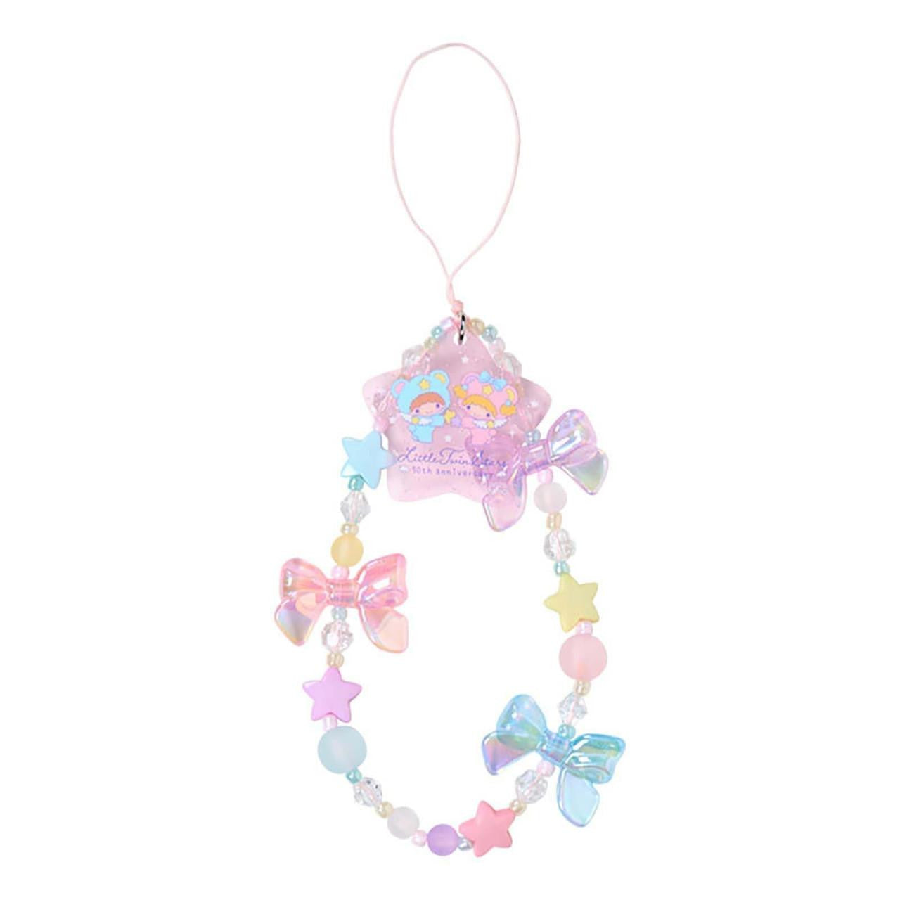 SANRIO | Little Twin Stars Beaded Hand Strap Phone Charm 80×12×125mm (Starry Sky Angel 50th Anniversary)