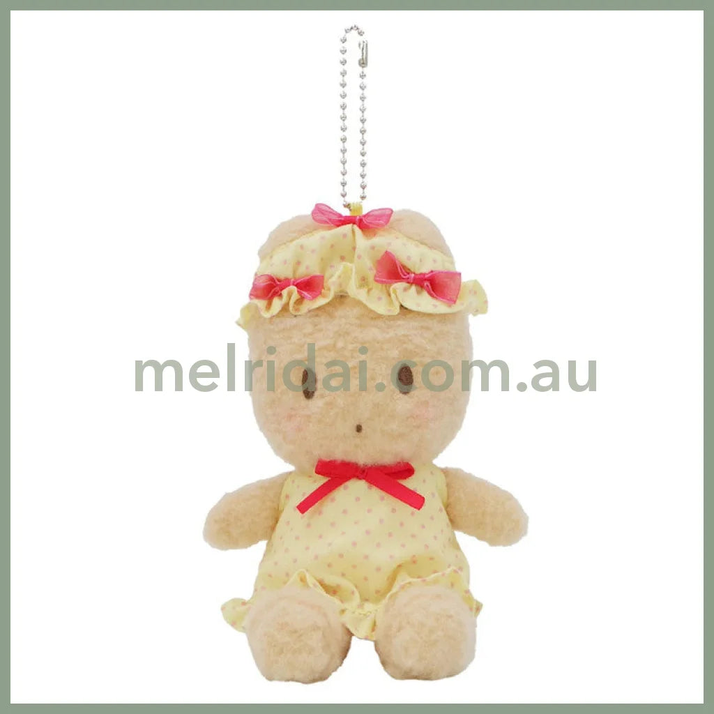 SANRIO | Maron Cream Mascot Holder Plush Keychain Bag Charm H15×W13×D9.5cm (Nightcap Ribbon)