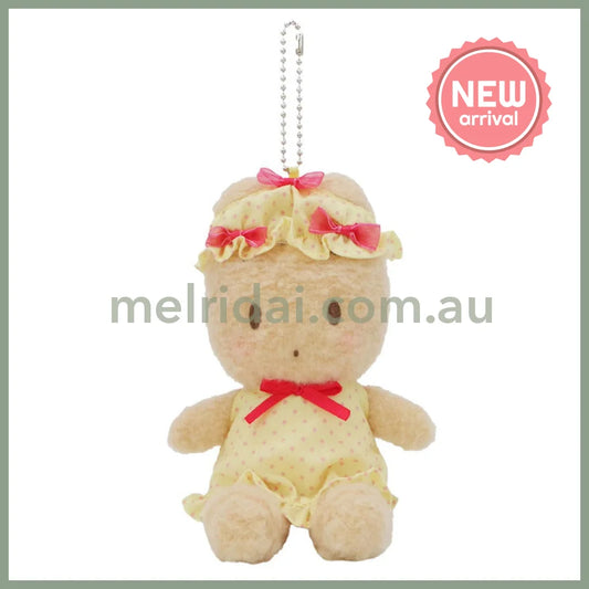 SANRIO | Maron Cream Mascot Holder Plush Keychain Bag Charm H15×W13×D9.5cm (Nightcap Ribbon)