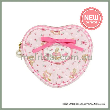 SANRIO | Marron Cream Quilted Heart Pouch 90×100×15mm (Pink Rose)