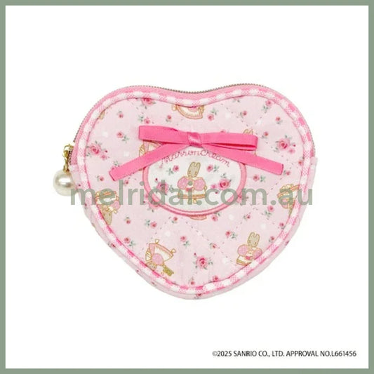 SANRIO | Marron Cream Quilted Heart Pouch 90×100×15mm (Pink Rose)