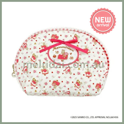 SANRIO | Marron Cream Quilted Round Pouch 130x200x60mm (White & Red)
