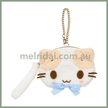 SANRIO | Marshmallow-Like Fluffy Kitty Face-shaped Pouch tail Charm W14 x H10.5 x D2 cm (Cat Club)