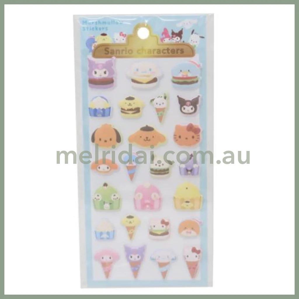 SANRIO | Marshmallow Stickers 90×175mm (Characters Food Burger Ice Cream)