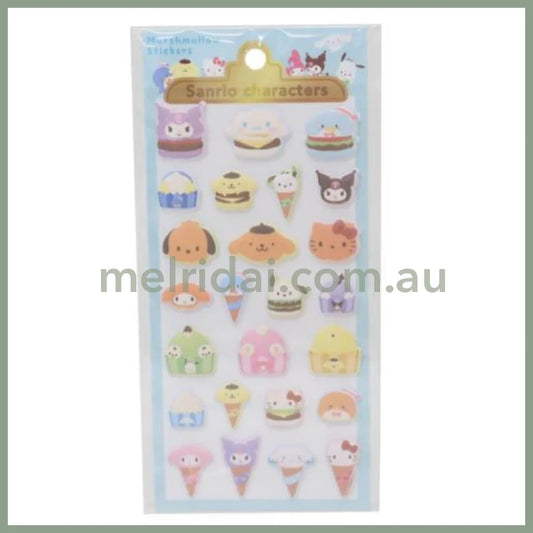 SANRIO | Marshmallow Stickers 90×175mm (Characters Food Burger Ice Cream)