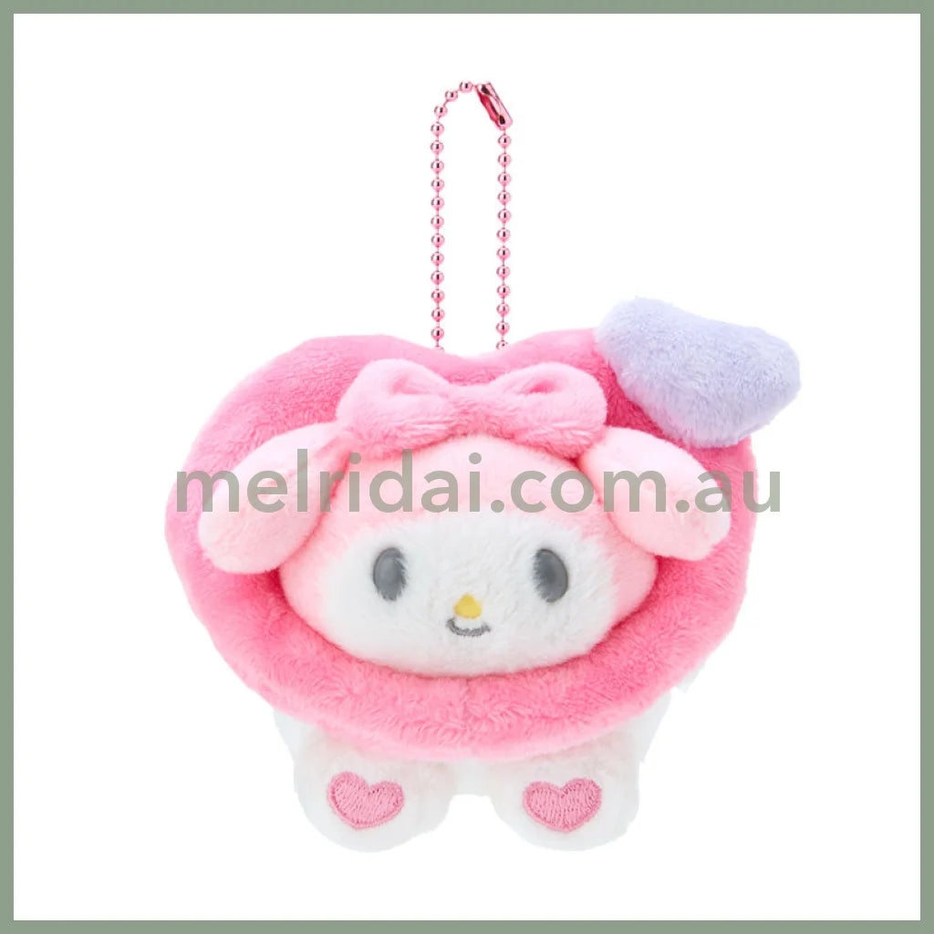 Sanrio | Mascot Holder Keychain 10×7×8Cm (Colorful Heart) 日本三丽鸥 爱心玩偶挂件/包挂/钥匙链（缤纷爱意） 美乐蒂My Melody
